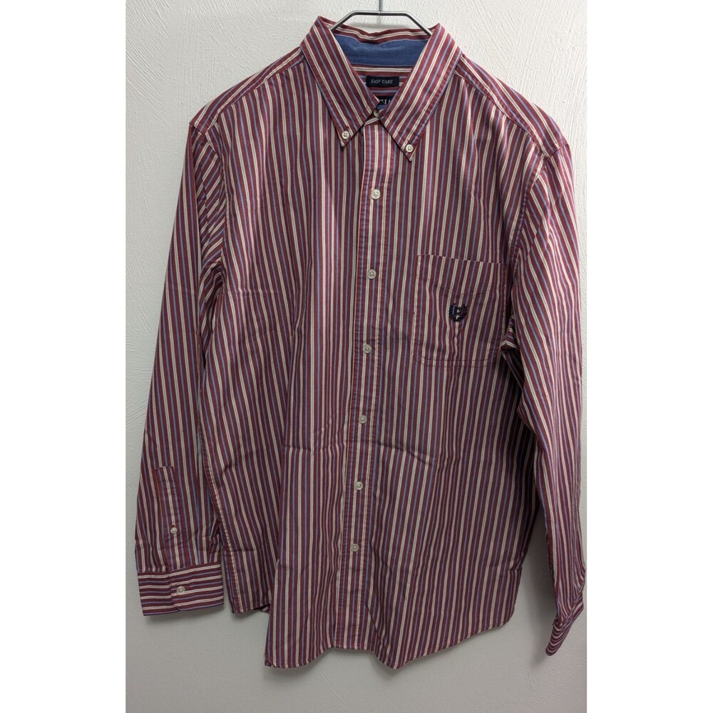 Chaps Long Sleeve Medium Striped Shirt Button Down Easy Care 46" X 30"  Long